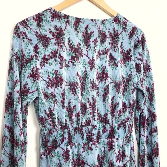 ASOS Floral Print Mini Plisse Tea Dress - Size 6 - Picture 6 of 6